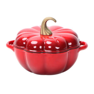 OKV Classic Pumpkin-Shaped Enamel Cast Iron Dutch Oven – 24cm | Festive Design, Oven Safe