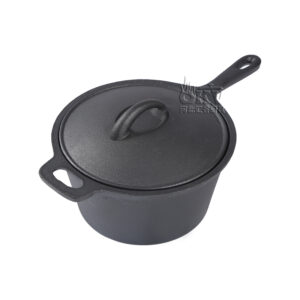 OKV Pre-Seasoned Cast Iron Saucepan with Lid – Natural Vegetable Oil Coating