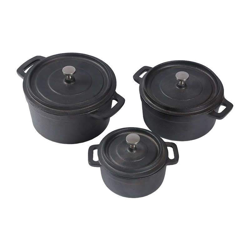 OKV Mini Cast Iron Casserole Set – Pre-Seasoned with Natural Vegetable Oil (3 Sizes)