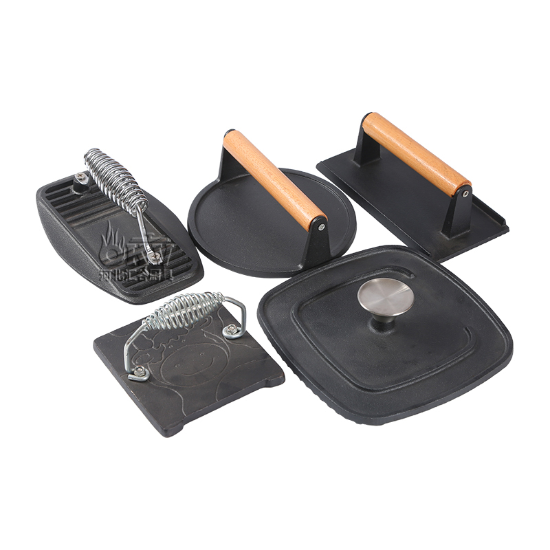 OKV Cast Iron Grill Press – Pre-Seasoned with Vegetable Oil, Heavy Duty Meat Press