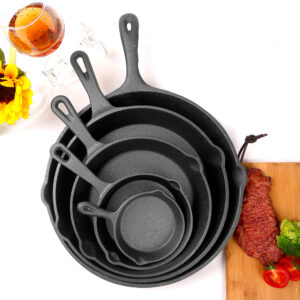 OKV 5-Piece Pre-Seasoned Cast Iron Frying Pan Set –  Multi-Size Skillets for Indoor & Outdoor Cooking