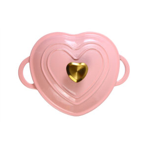 OKV Pink Heart-Shaped Enameled Cast Iron Dutch Oven – Romantic Casserole Pot with Lid for Baking & Gifting