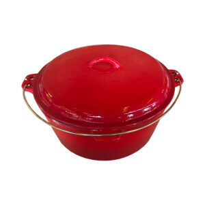 OKV Large 30CM Enameled Cast Iron Pot – Covered Dutch Oven with Side Handles & Steel Lift Ring
