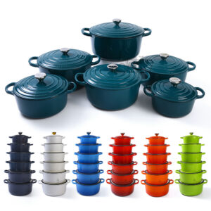OKV Enameled Cast Iron Soup Pot with Lid – Available in 19cm to 32cm Sizes, Dutch Oven for Stews, Braises & Roasts