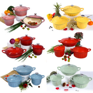 OKV Enameled Cast Iron 3-Piece Cookware Set – 6 Colors – Oven-Safe & Durable