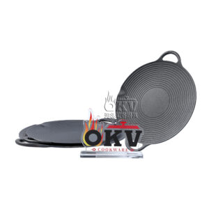 OKV Cast Iron Flat Griddle Pan – Pre-Seasoned with Natural Oil (30cm / 35cm / 39.5cm)